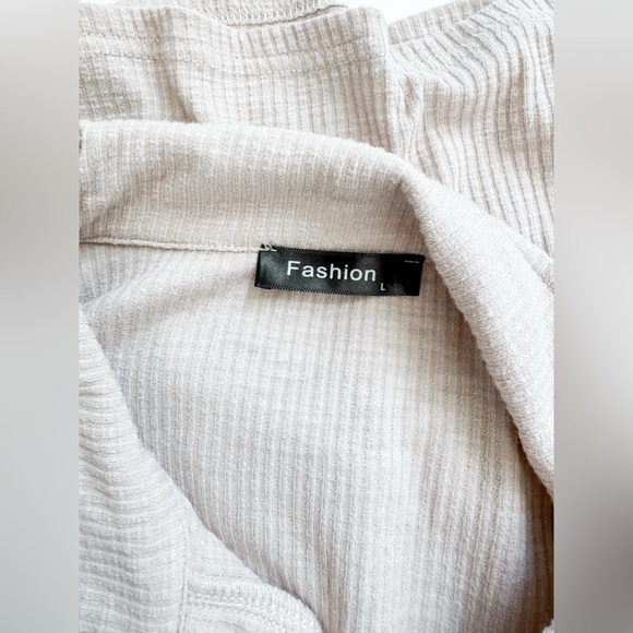 Cream Long Sleeve Quarter Button Up - Picture 5 of 5